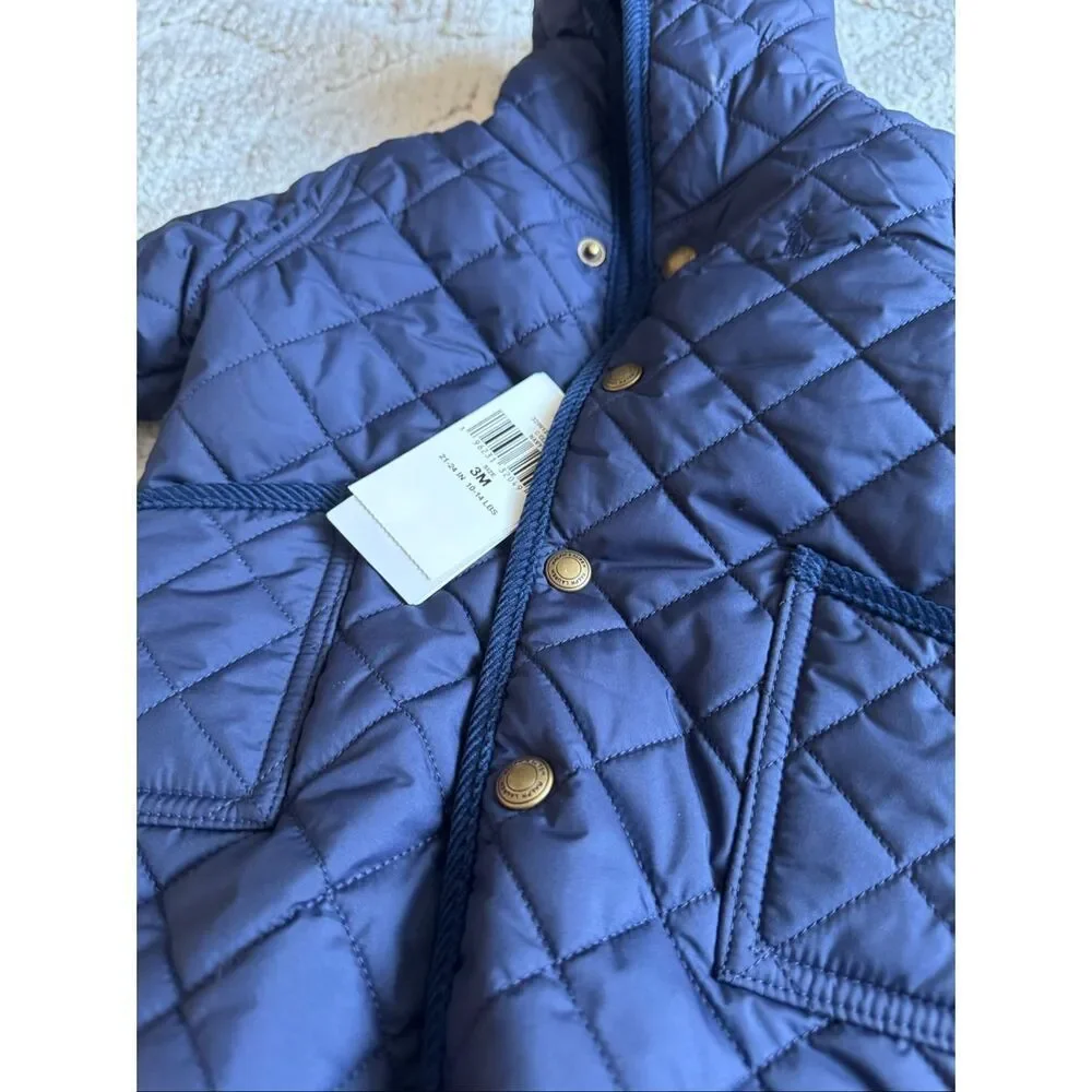 Ralph Lauren Baby Quilted Navy Blue Hooded Bunting 3 Month